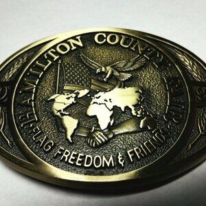 91 Hamilton County FAIR Belt Buckle Brass Limited